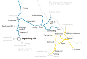 Kartenausschnitt Vergabeverfahren Rionalverkehr Ostbayern 2022